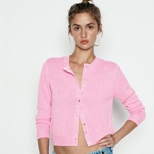 Zara Smooth Knit Cardigan in Pastel Pink - XL